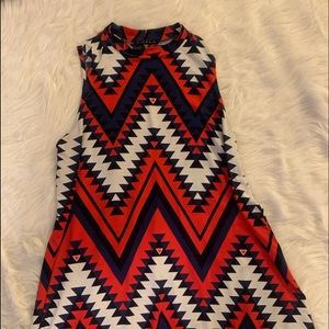 Patriotic Chevron Print Soft Beaded Dress